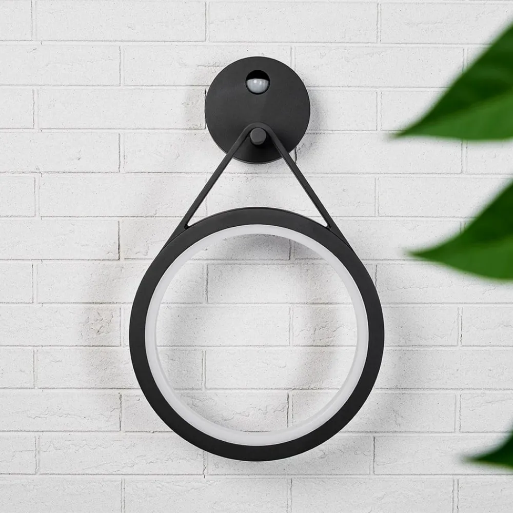 Lucande Væglamper > Mirco udendørs LED-væglampe med sensor, ringformet