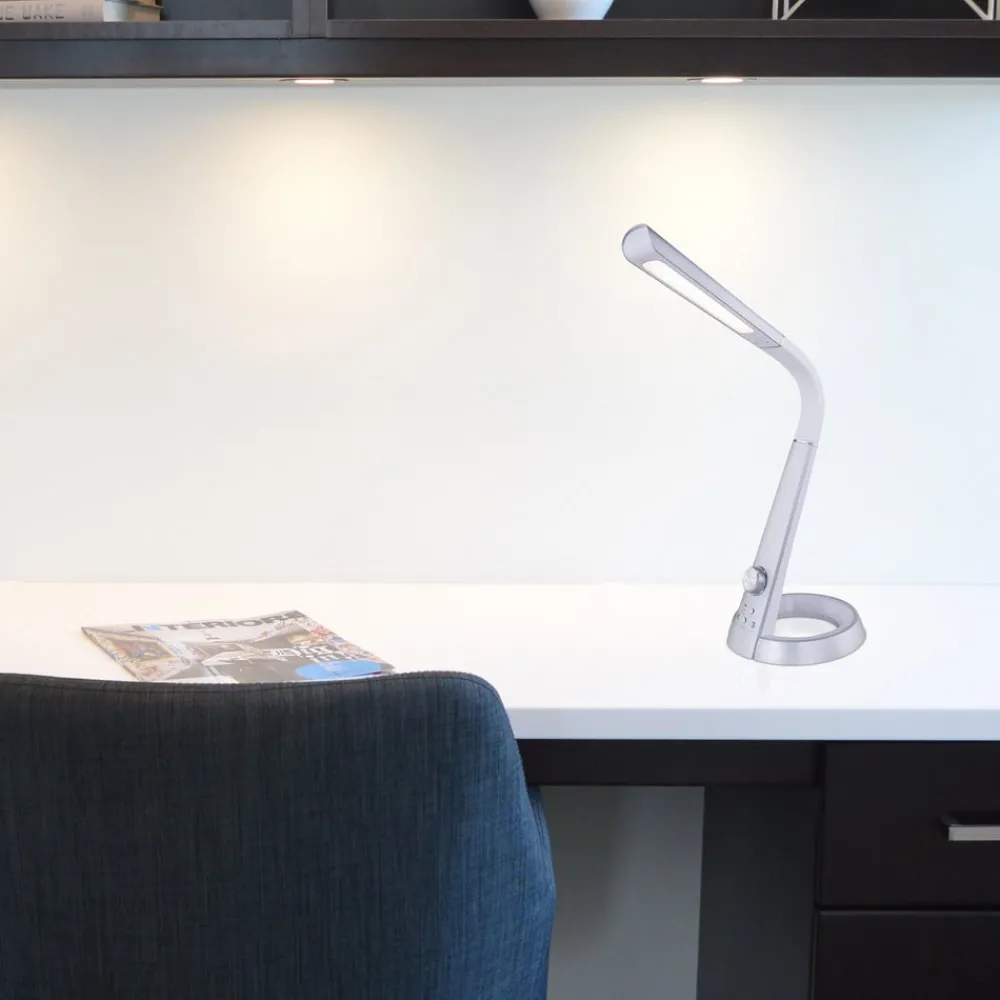 Globo Arbejdsrum/Kontor > Mitti LED-bordlampe med USB-port, sølv/hvid