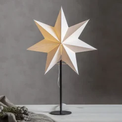 STAR TRADING Julepynt|Julestjerner > Mixa stående stjerne, metal/papir sort/hvid