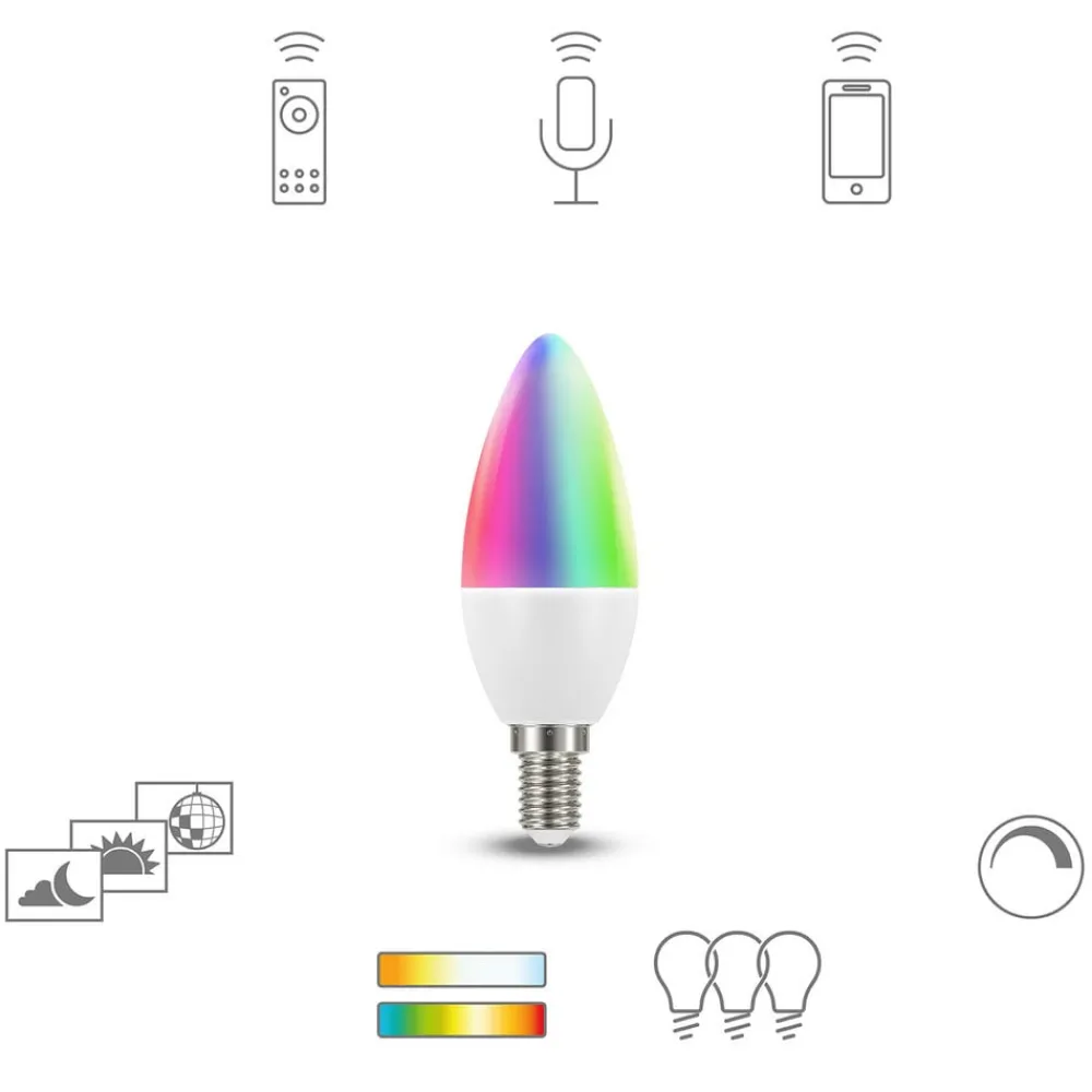 Dæmpbar Led-Pære|Smarte Lyskilder ^ tint Müller Licht white+color LED-pære E14 6W