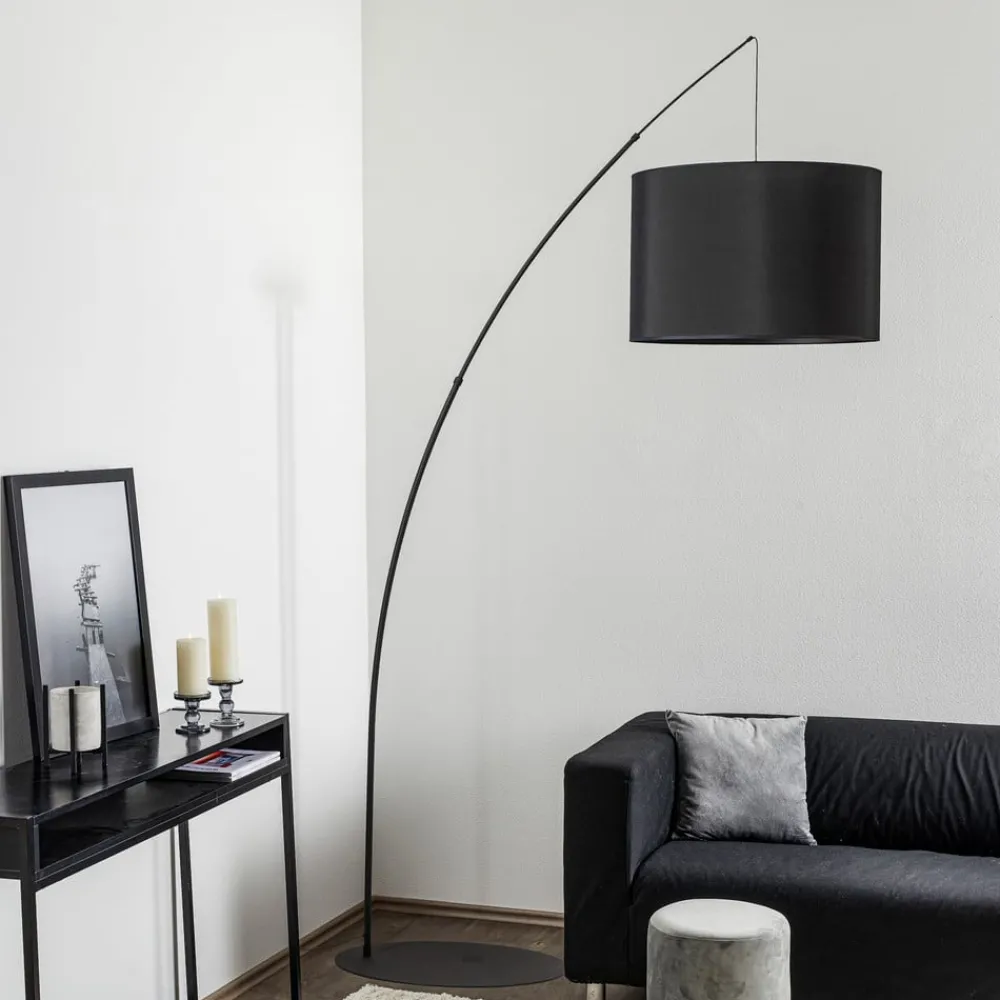 Gulvlamper ^ TK Lighting Moby Black gulvlampe med tekstilskærm