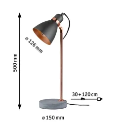 Paulmann Arbejdsrum/Kontor|Bordlamper > Moderne bordlampe Orm med betonfod
