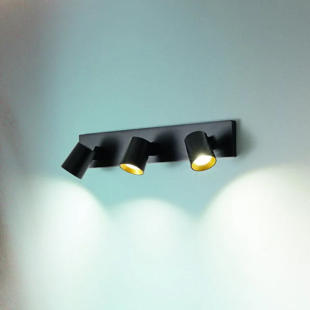 Fabas Luce Væglamper > Modo spot, 3 lyskilder, sort, dekorative ringe, GU10, aluminium