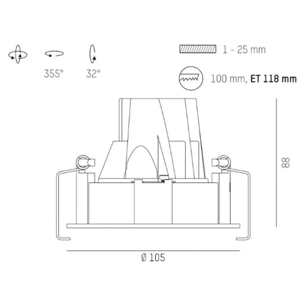 Molto Luce Loftlamper|Indbygningsspots > Dark Night R indbygning 2700K hvid/sølv