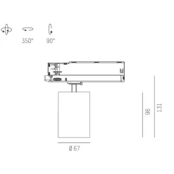 Molto Luce Skinnesystem > Mova track spot 67mm sort 3fase