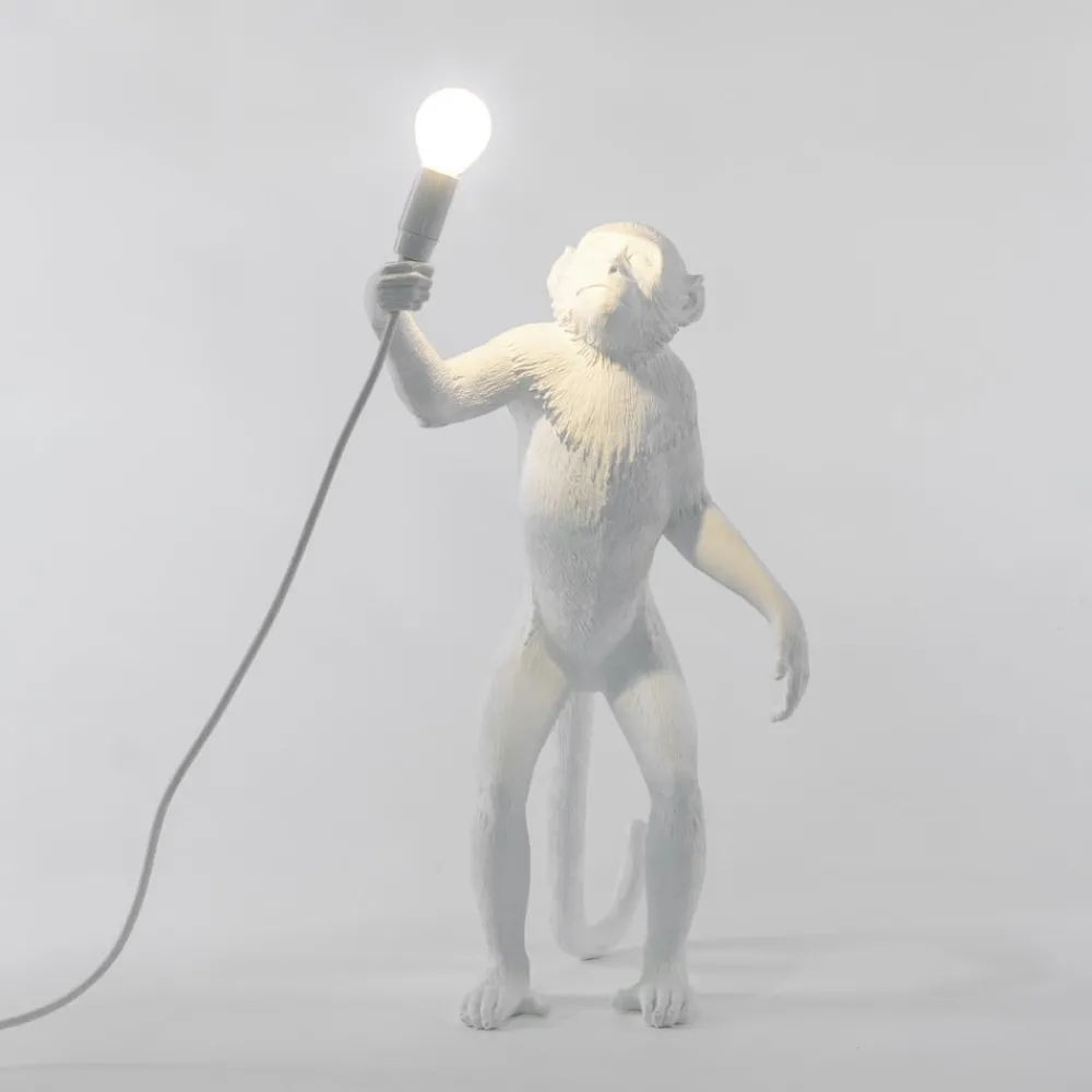 Dekorationsbelysning ^ SELETTI Monkey Lamp deko LED-bordlampe, hvid, stående