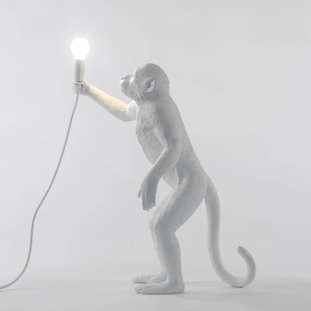 Dekorationsbelysning ^ SELETTI Monkey Lamp deko LED-bordlampe, hvid, stående