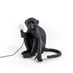 Dekorationsbelysning ^ SELETTI Monkey Lamp deko LED-terrasselampe, siddende, sort