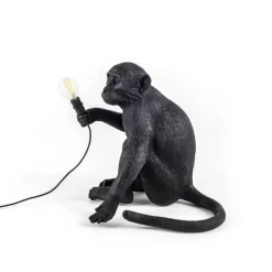 Dekorationsbelysning ^ SELETTI Monkey Lamp deko LED-terrasselampe, siddende, sort