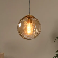 Lucide Pendellamper > Monsaraz pendellampe, Ø 25 cm, rav. Glas, 1 lyskilde
