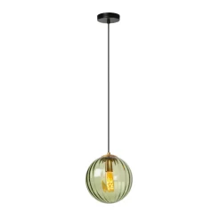 Lucide Pendellamper > Monsaraz pendellampe, grøn, Ø 25 cm, glas, 1 lyskilde