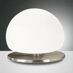 Bordlamper ^ Fabas Luce Morgana bordlampe, nikkel/hvid, touchdæmper, 3.000 K