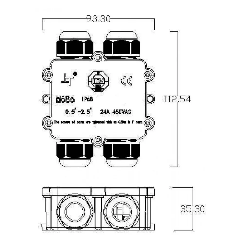Elektroniske Materialer ^ Deko-Light Multi-4x-fordeler, 4-delt til 2-4 kabler