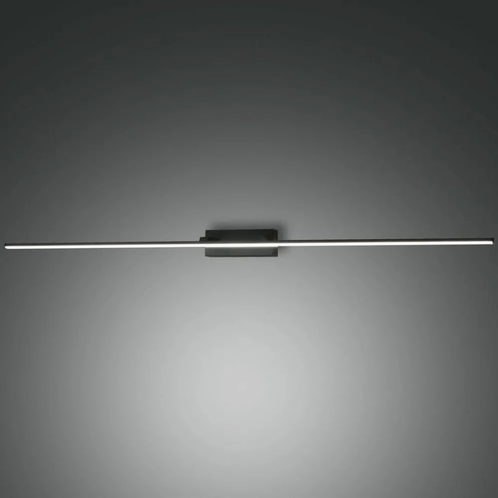 Væg- Og Spejllamper|Væglamper ^ Fabas Luce Nala LED-spejllampe, sort, bredde 110 cm, metal