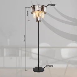 Globo Gulvlamper|Gulvlamper > Naxis gulvlampe, sort/røggrå, højde 160 cm, krystal