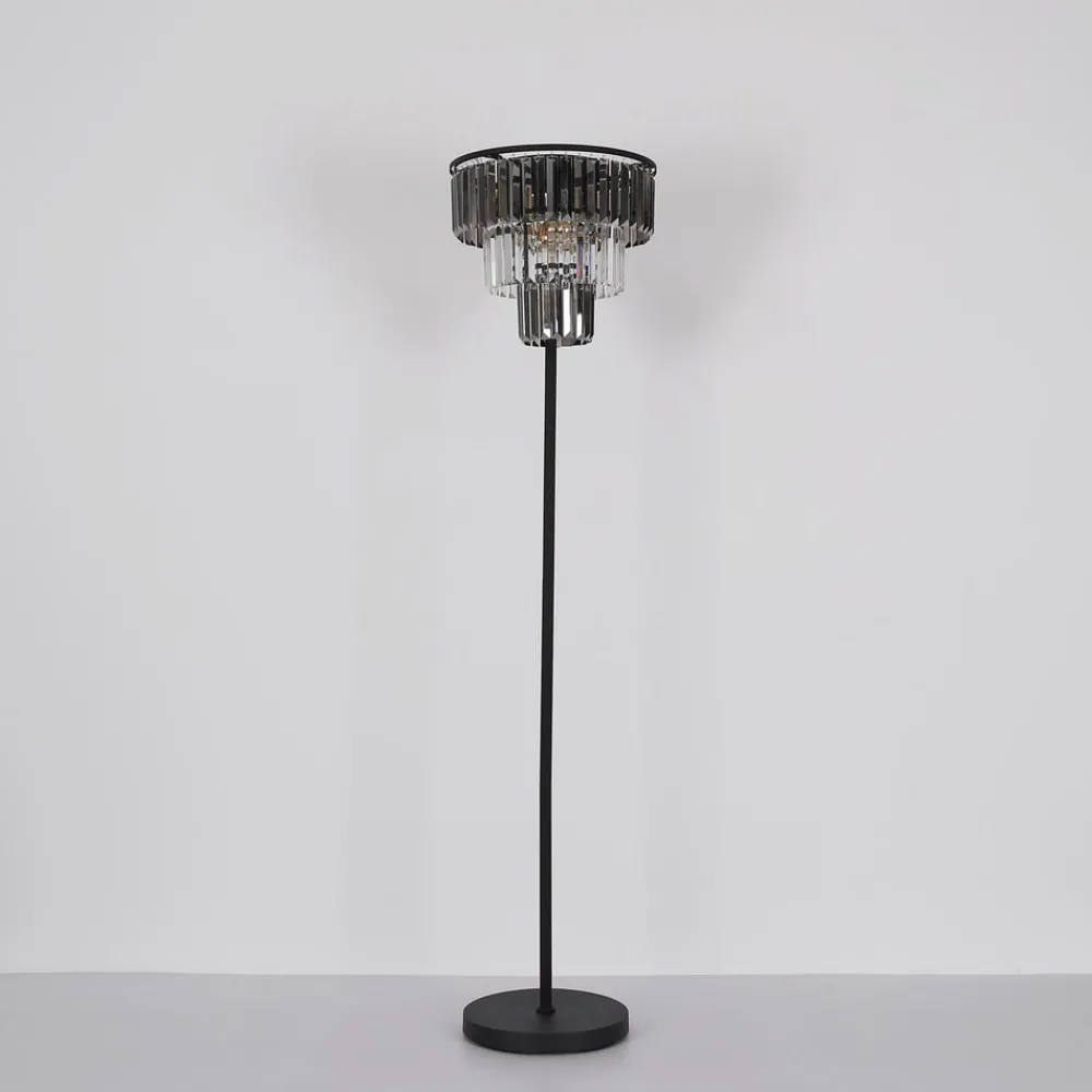 Globo Gulvlamper|Gulvlamper > Naxis gulvlampe, sort/røggrå, højde 160 cm, krystal
