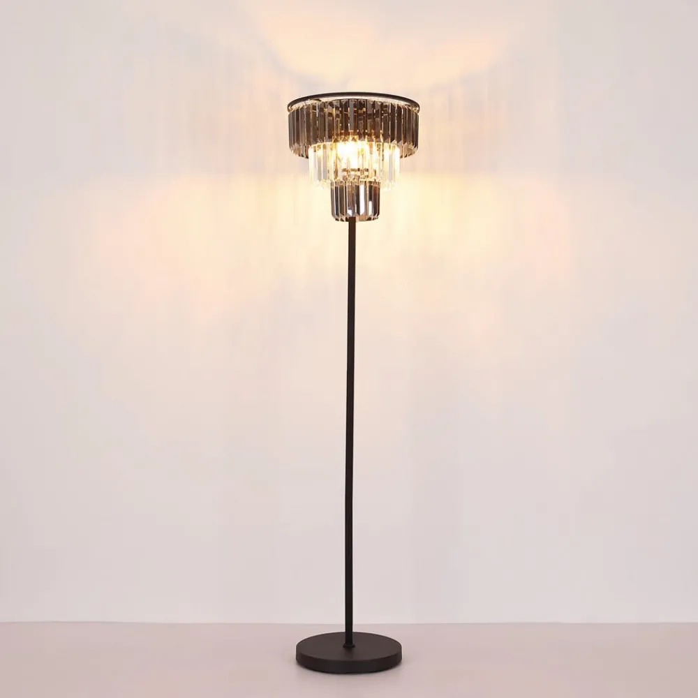 Globo Gulvlamper|Gulvlamper > Naxis gulvlampe, sort/røggrå, højde 160 cm, krystal