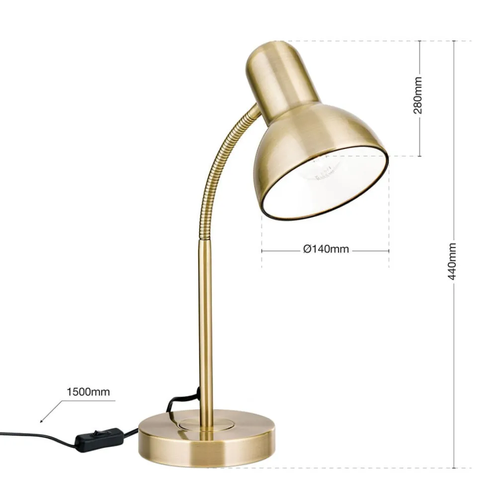 ORION Bordlamper > Nemo skrivebordslampe, fleksibel, antik messing