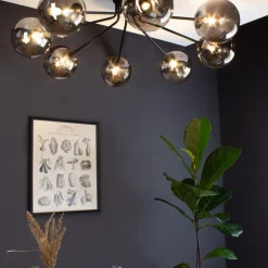 Eco-Light Loftlamper > Neptun loftlampe, sort, 8 røgglaskugler