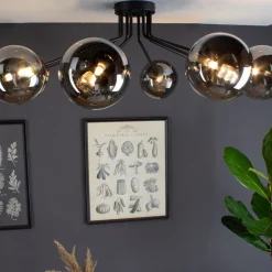 Eco-Light Loftlamper > Neptun loftlampe, sort, 8 røgglaskugler