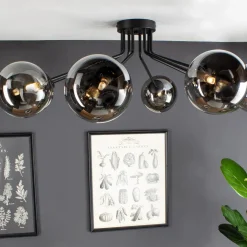 Eco-Light Loftlamper > Neptun loftlampe, sort, 8 røgglaskugler