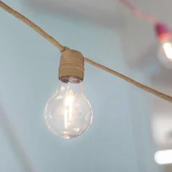 Dekorationsbelysning ^ Newgarden Allegra LED-solcellelyskæde, jutekabel