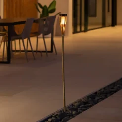 Dekorationsbelysning|Solcellelamper ^ Newgarden Hiama LED solcelle-havelampe lavet af bambus