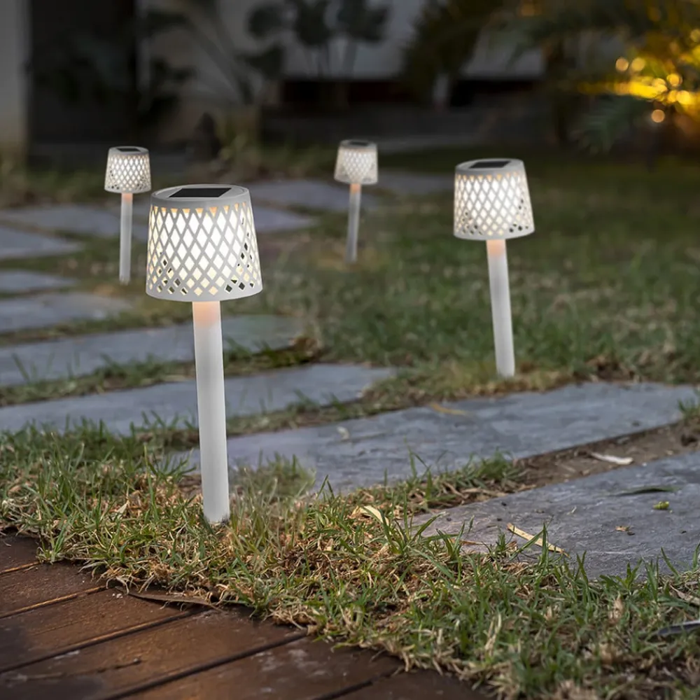 Newgarden Dekorationsbelysning|Solcellelamper > LED-solcellelampe Gretita, hvid, jordspyd, sæt med 4 stk