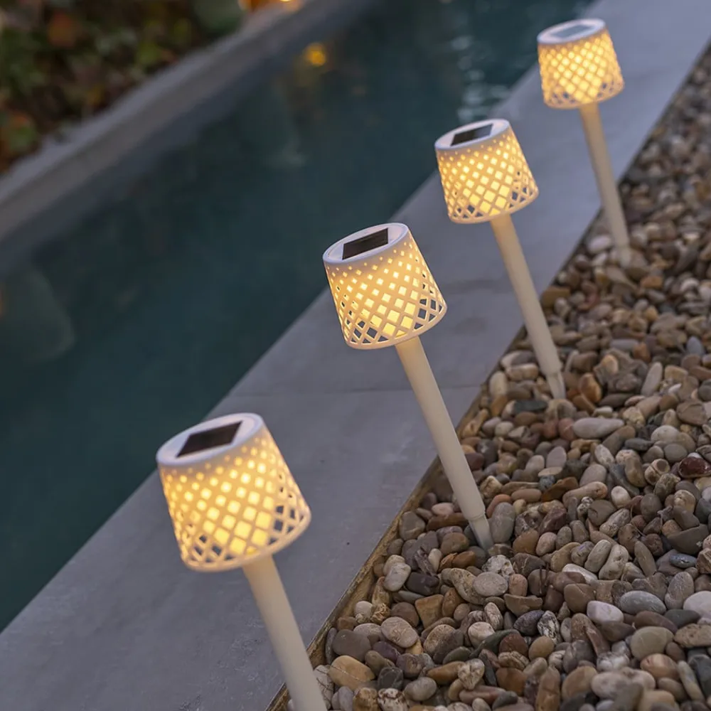 Newgarden Dekorationsbelysning|Solcellelamper > LED-solcellelampe Gretita, hvid, jordspyd, sæt med 4 stk