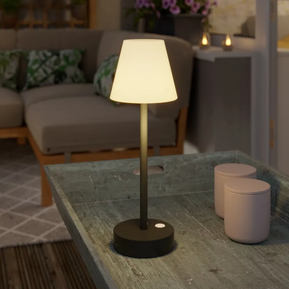 Newgarden Dekorationsbelysning|Terrassebelysning > Lola Slim LED-bordlampe batteri antracit