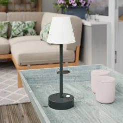 Newgarden Dekorationsbelysning|Terrassebelysning > Lola Slim LED-bordlampe batteri antracit