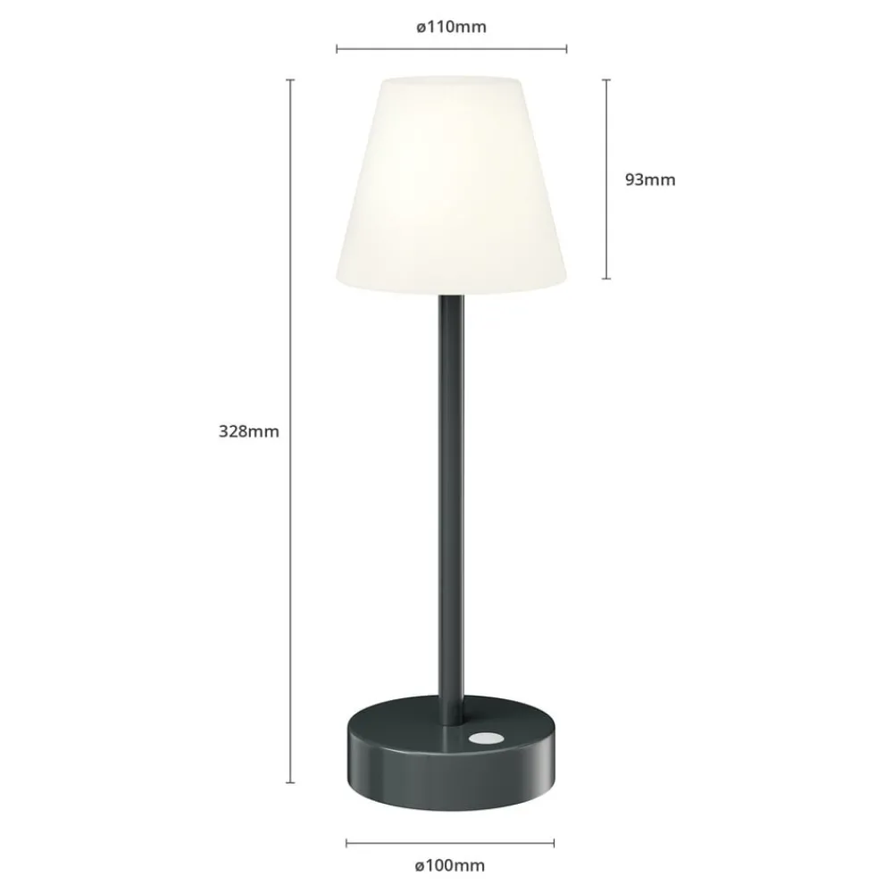 Newgarden Dekorationsbelysning|Terrassebelysning > Lola Slim LED-bordlampe batteri antracit