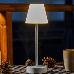 Dekorationsbelysning|Terrassebelysning ^ Newgarden Lola Slim LED-bordlampe, batteri, hvid