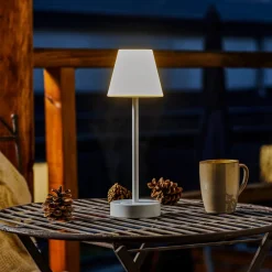 Dekorationsbelysning|Terrassebelysning ^ Newgarden Lola Slim LED-bordlampe, batteri, hvid
