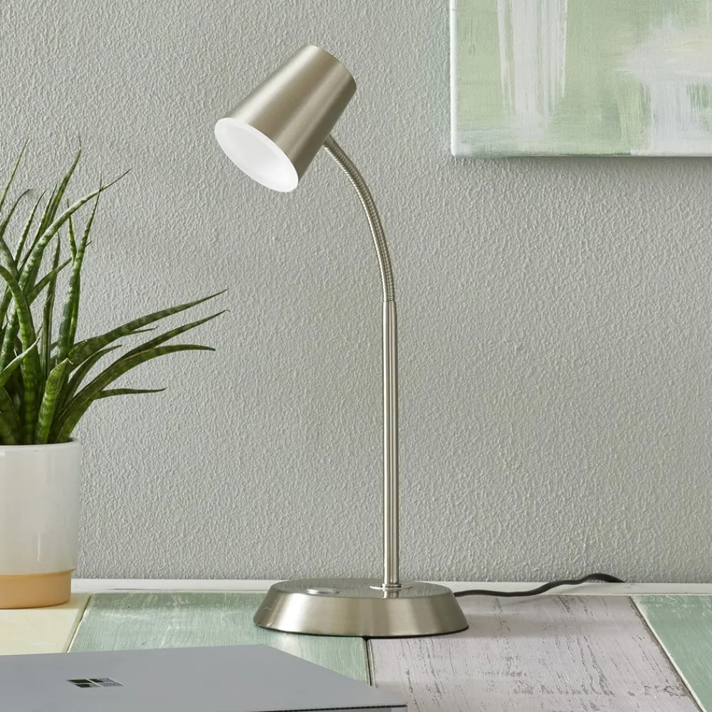 Arbejdsrum/Kontor|Bordlamper ^ Trio Lighting Nikkelfarvet LED bordlampe Narcos