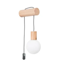 SOLLUX LIGHTING Væglamper > Nimbi væglampe, lyst træ, højde 67 cm, træ/glas