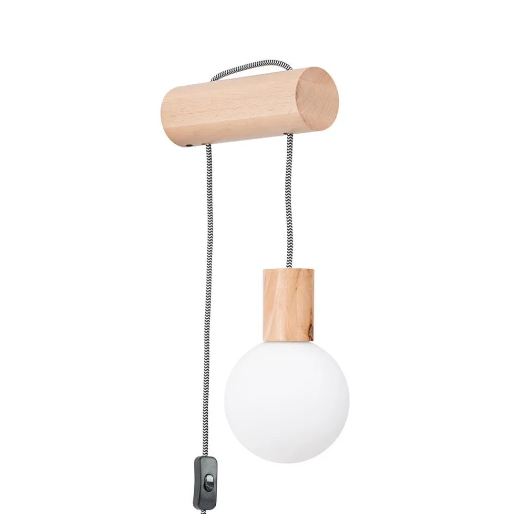 SOLLUX LIGHTING Væglamper > Nimbi væglampe, lyst træ, højde 67 cm, træ/glas