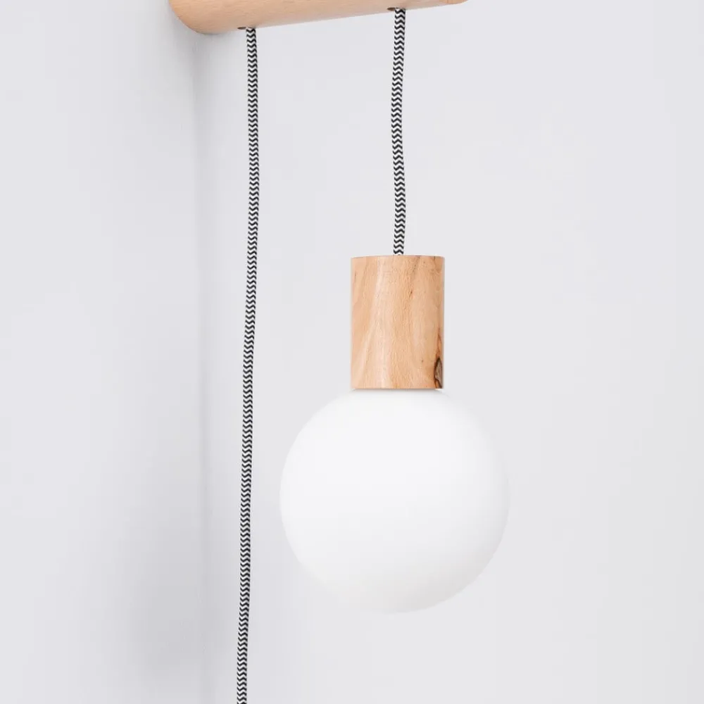 SOLLUX LIGHTING Væglamper > Nimbi væglampe, lyst træ, højde 67 cm, træ/glas