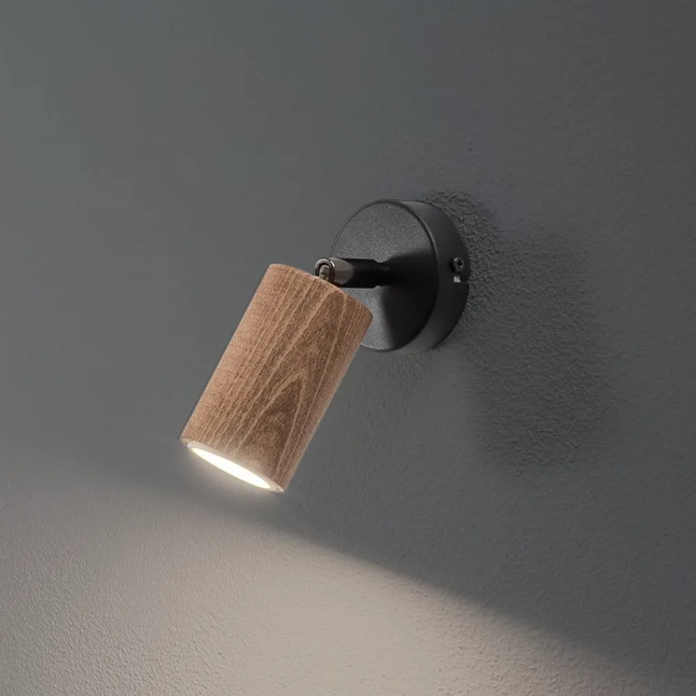 Væglamper|Væglamper ^ Luminex Nise væglampe, 1 lyskilde, sort stål, træ