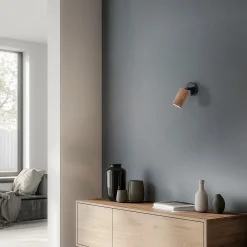Væglamper|Væglamper ^ Luminex Nise væglampe, 1 lyskilde, sort stål, træ