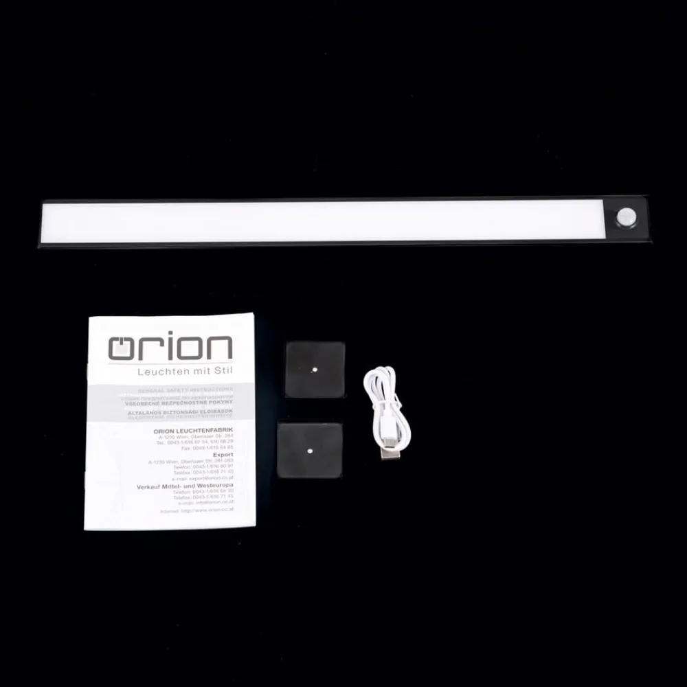 ORION Underskabsbelysning > Norman LED-underskabsbelysning, sort, genopladeligt batteri, sensor, USB