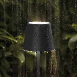 Sigor Dekorationsbelysning|Terrassebelysning > Nuindie LED genopladelig bordlampe, USB-C, sort, IP54, dæmpbar