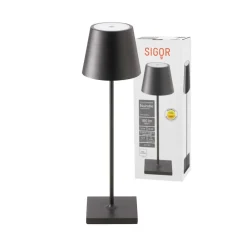 Sigor Dekorationsbelysning|Terrassebelysning > Nuindie LED genopladelig bordlampe, USB-C, sort, IP54, dæmpbar