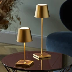 Sigor Dekorationsbelysning|Terrassebelysning > Nuindie LED genopladelig bordlampe, USB-C, guld, IP54, dæmpbar