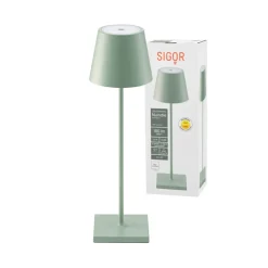 Dekorationsbelysning|Terrassebelysning ^ Sigor Nuindie LED genopladelig bordlampe, USB-C, salviegrøn, IP54, dæmpbar