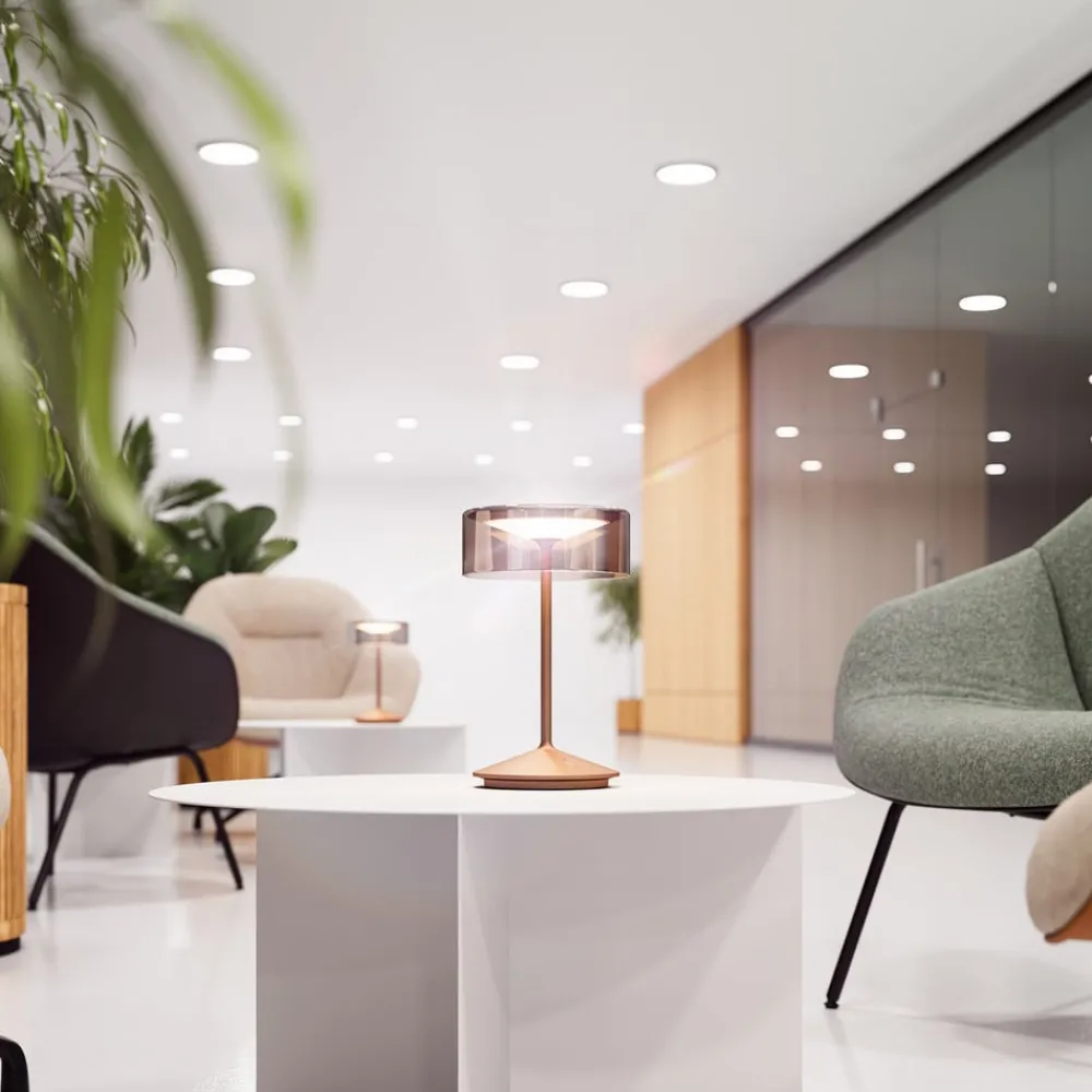 Dekorationsbelysning|Terrassebelysning ^ Sigor Numotion LED genopladelig bordlampe, bronze, glas, IP54, dæmpbar