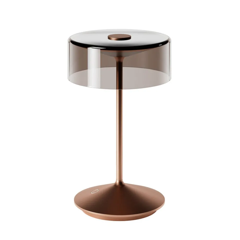Dekorationsbelysning|Terrassebelysning ^ Sigor Numotion LED genopladelig bordlampe, bronze, glas, IP54, dæmpbar