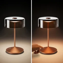 Dekorationsbelysning|Terrassebelysning ^ Sigor Numotion LED genopladelig bordlampe, bronze, glas, IP54, dæmpbar