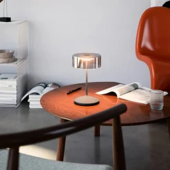 Sigor Dekorationsbelysning > Numotion LED genopladelig bordlampe, grafit, glas, IP54, dæmpbar