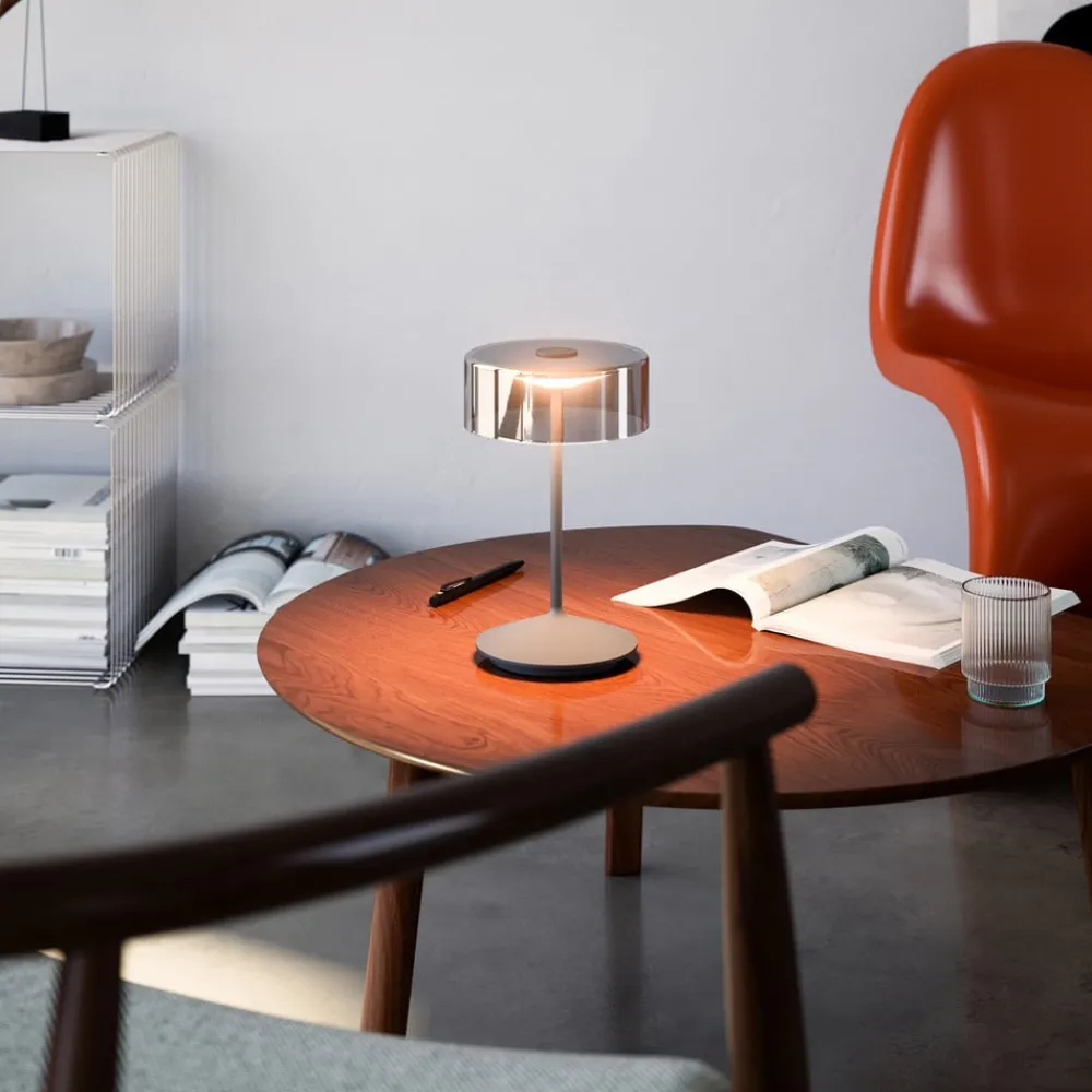 Sigor Dekorationsbelysning > Numotion LED genopladelig bordlampe, grafit, glas, IP54, dæmpbar